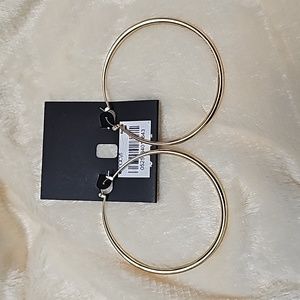 Macy's Goldtone Large Jumbo  Hoop Earrings 2.5 Inches Women's Alloy Jewelry